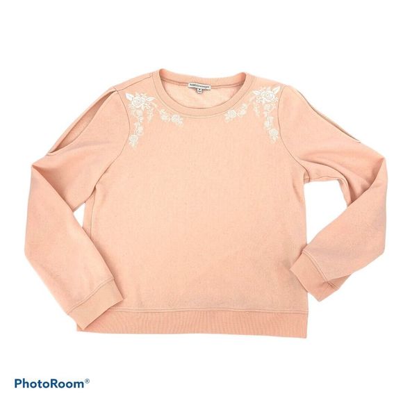 Rebecca Minkoff Jenn Cold Shoulder Sweatshirt Pink Medium 6 - Picture 2 of 11